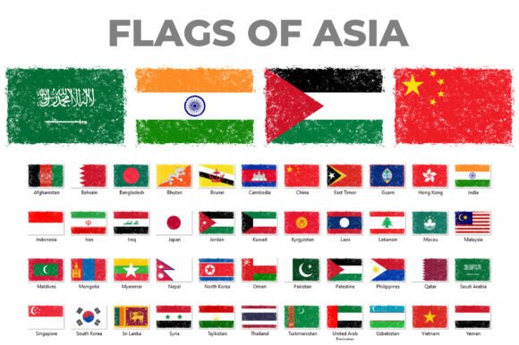 Download Flags of Asia Grunge Distressed Style - Distressed style Collection