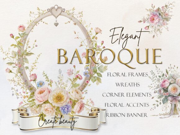 Download Elegant Baroque Floral Clipart - Baroque Collection